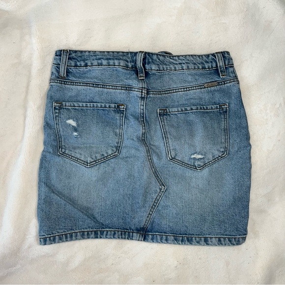 Denim skirt distressed button fly - Picture 3 of 3